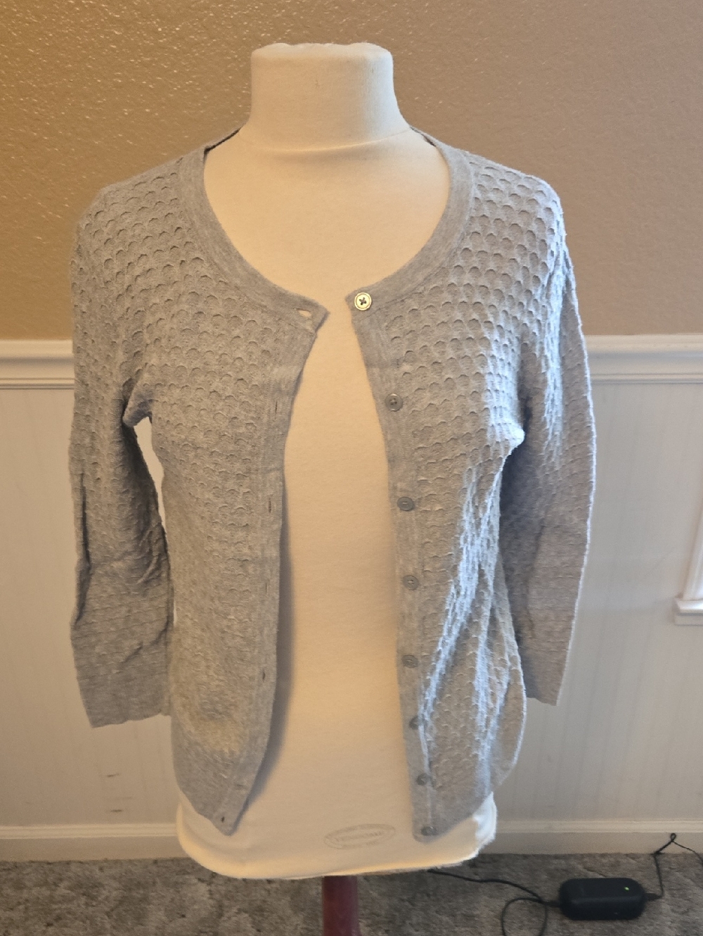 Merona Light Gray Knit Button-Front Cardigan